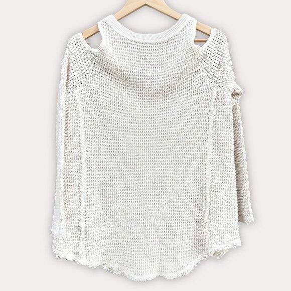 🆕 NWOT Free People | Sunrise Sunset Cold Shoulder Waffle Knit Sweater Top | S - Picture 9 of 13